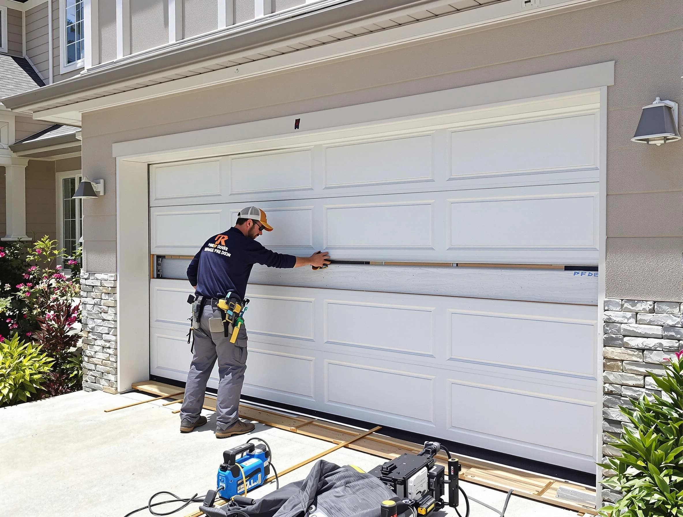 Gallatin Garage Door Repair team performing complete garage door replacement at Gallatin residence