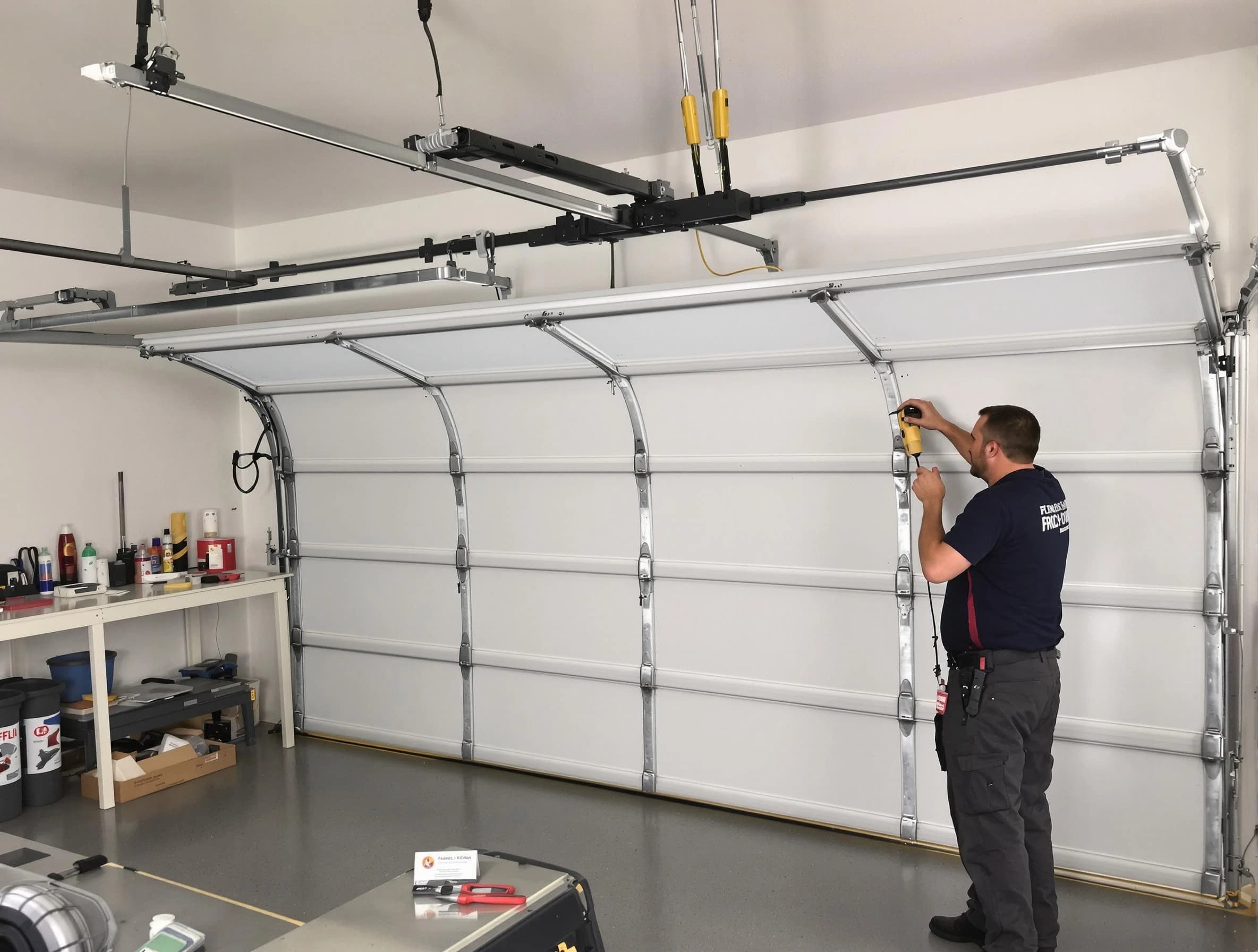 Gallatin Garage Door Repair certified technician performing overhead door system repair in Gallatin