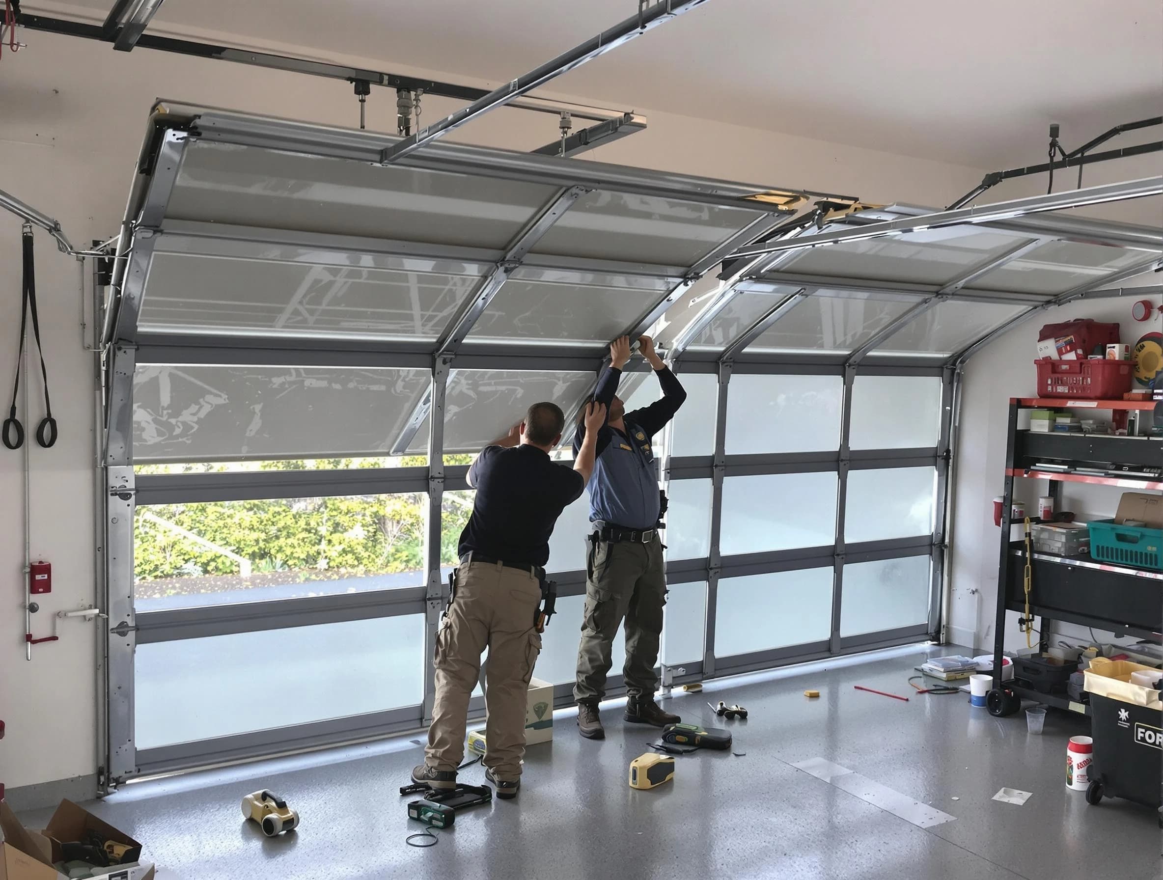 Gallatin Garage Door Repair expert performing precise panel replacement on Gallatin garage door