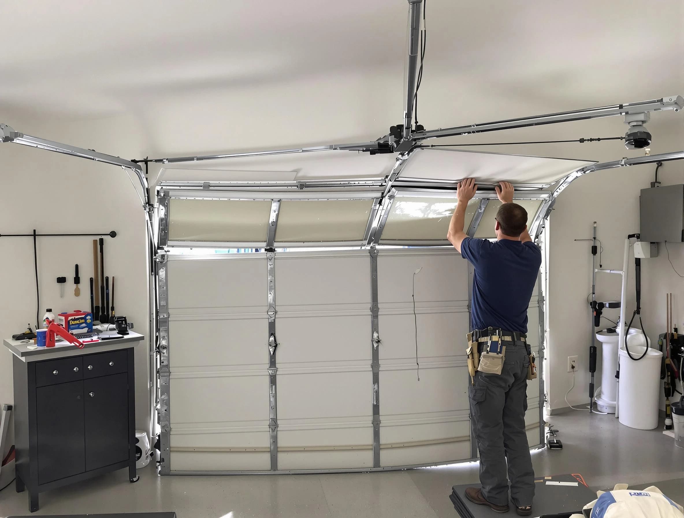Gallatin Garage Door Repair specialist performing precise section replacement on Gallatin garage door