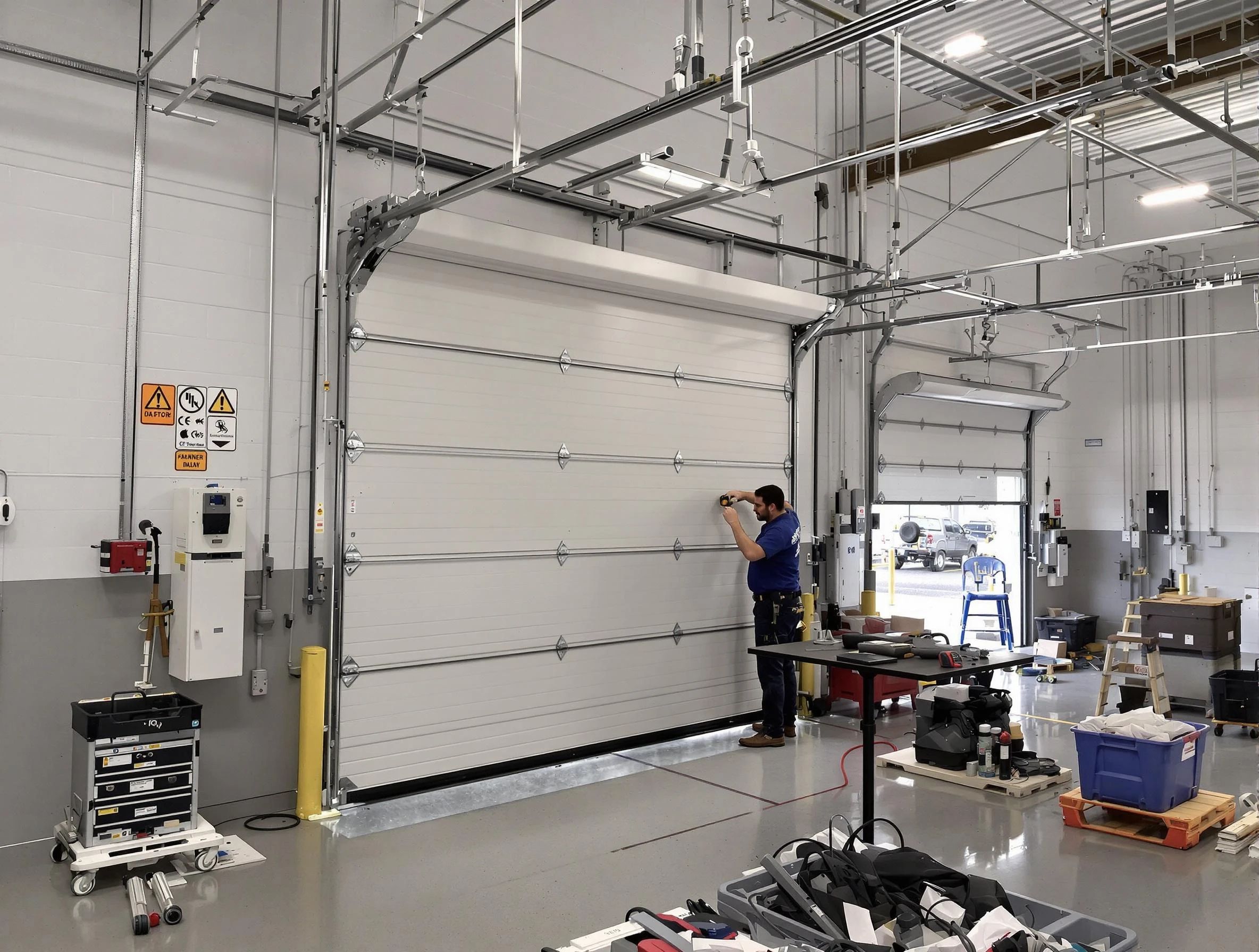 Commercial garage door repair being performed by Gallatin Garage Door Repair expert in Gallatin