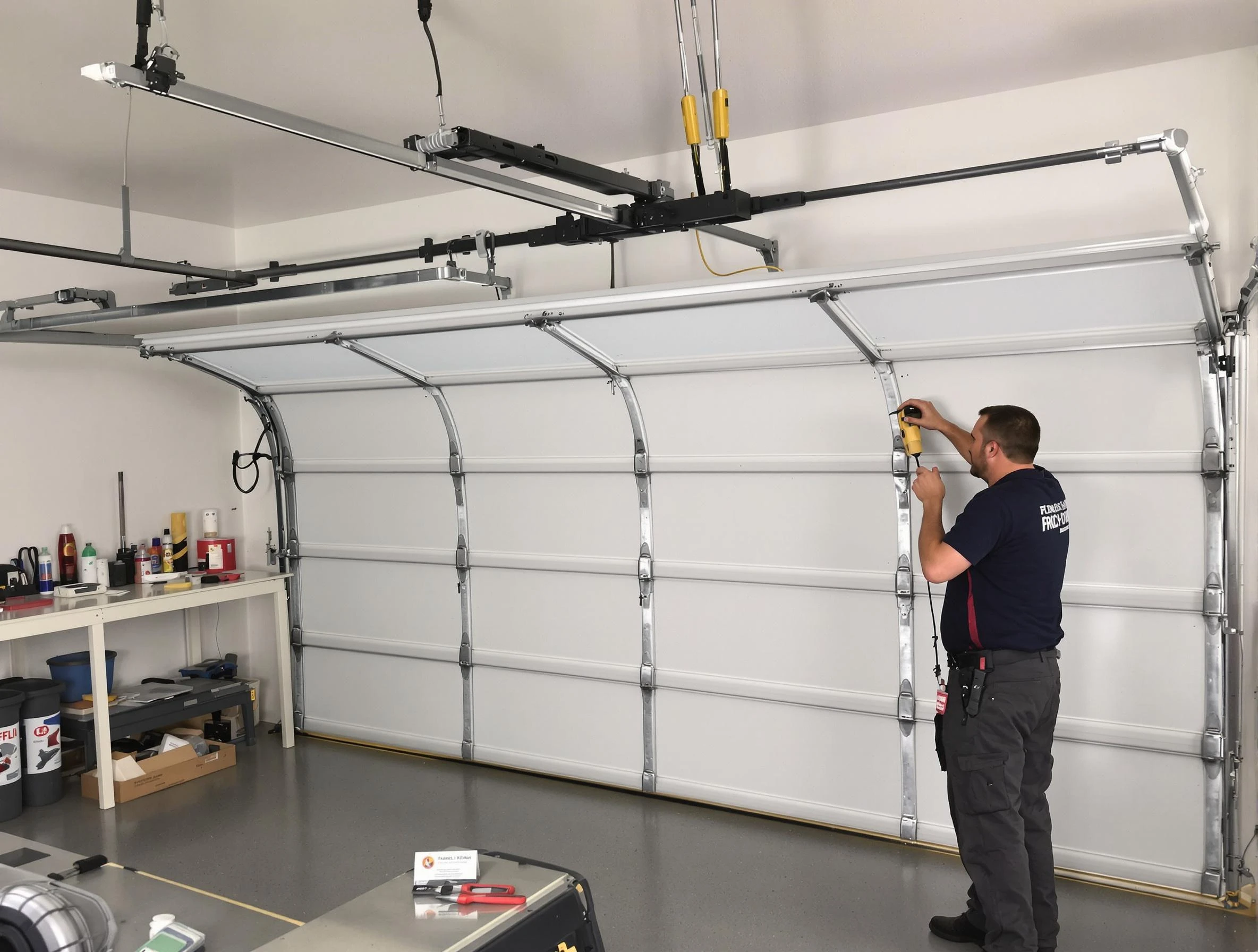 Gallatin Garage Door Repair certified technician performing overhead door system repair in Gallatin