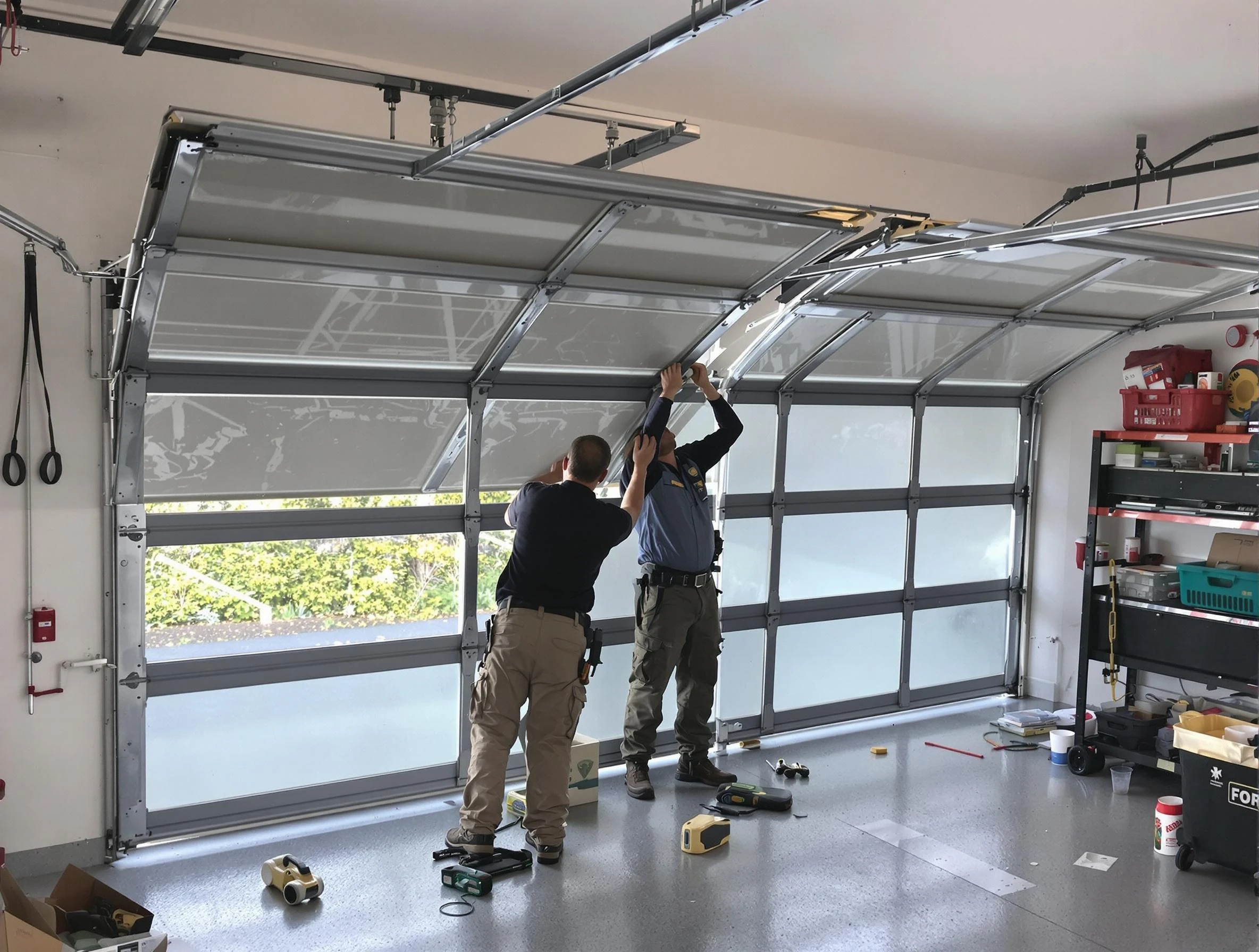 Gallatin Garage Door Repair expert performing precise panel replacement on Gallatin garage door