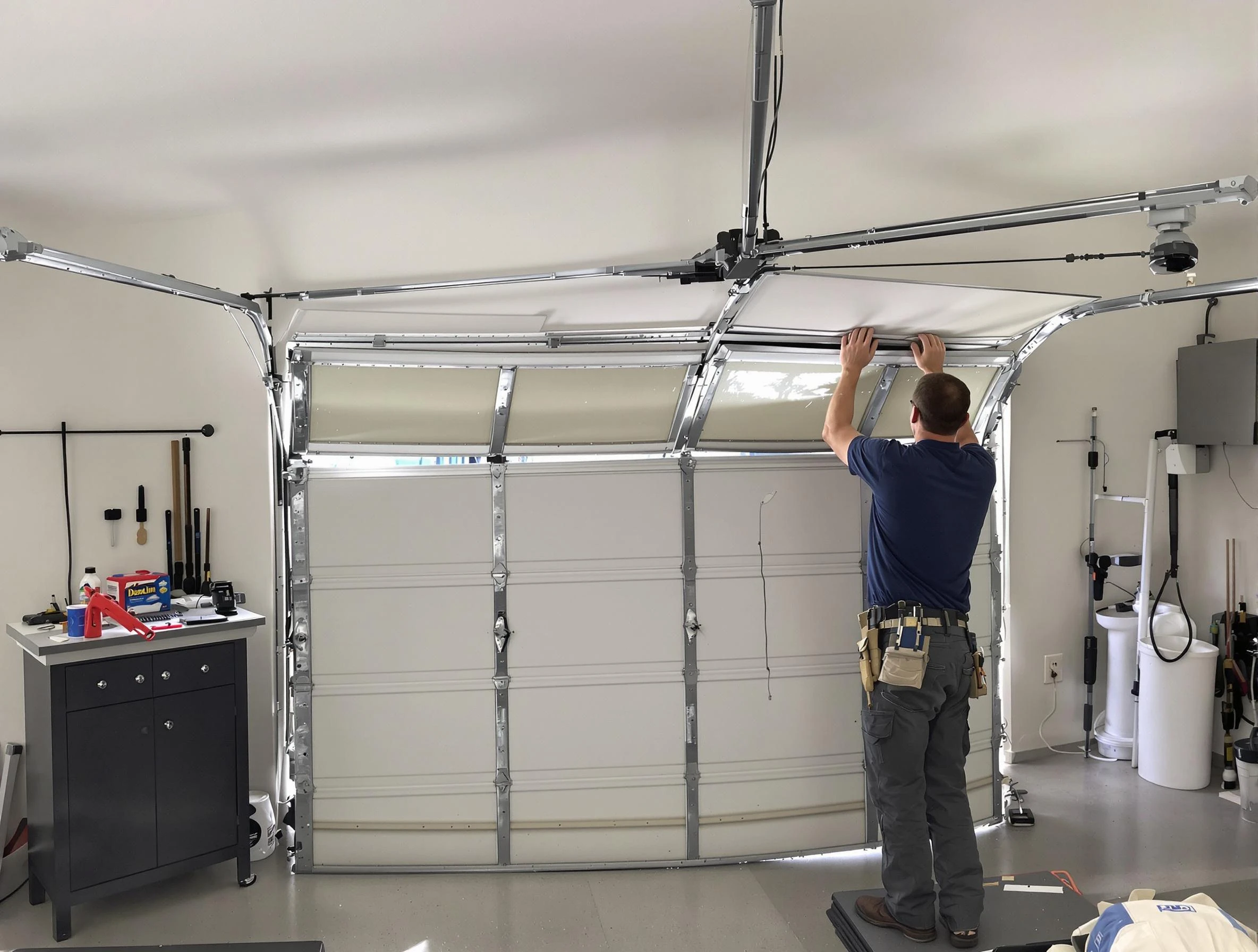 Gallatin Garage Door Repair specialist performing precise section replacement on Gallatin garage door