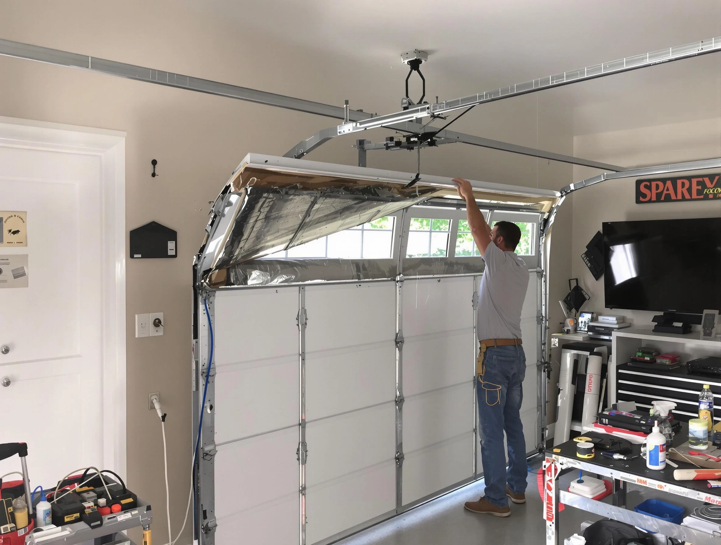Garage door section replacement by Gallatin Garage Door Repair in Gallatin